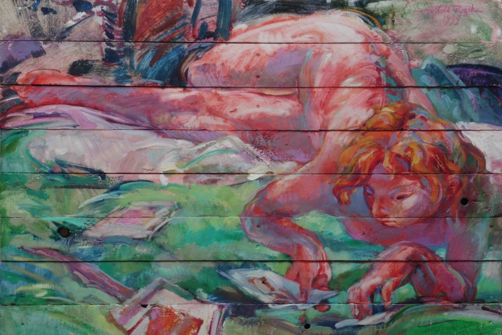 palette-transport-peinture-nu-bois-rose-vert-figuratif-contemporain